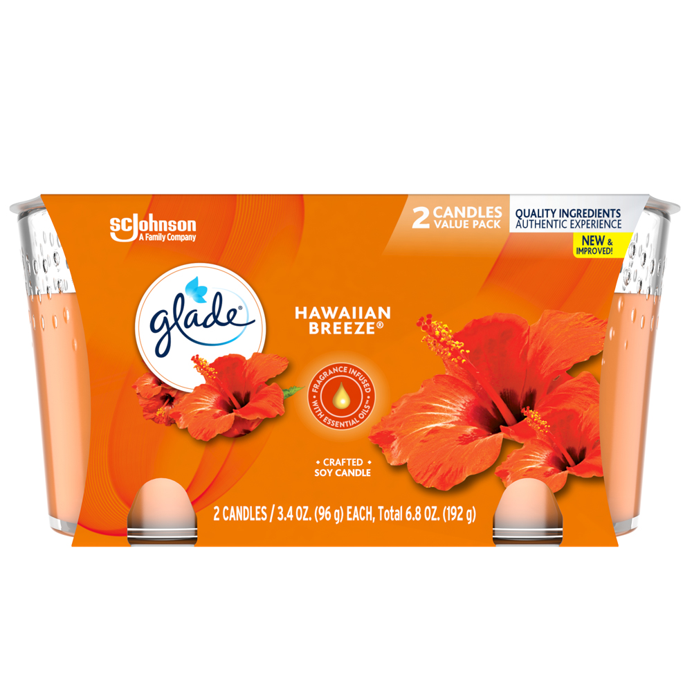 GLADE CANDLE SCENTED 3.4 OZ 2 PK HAWAIIN BREEZE