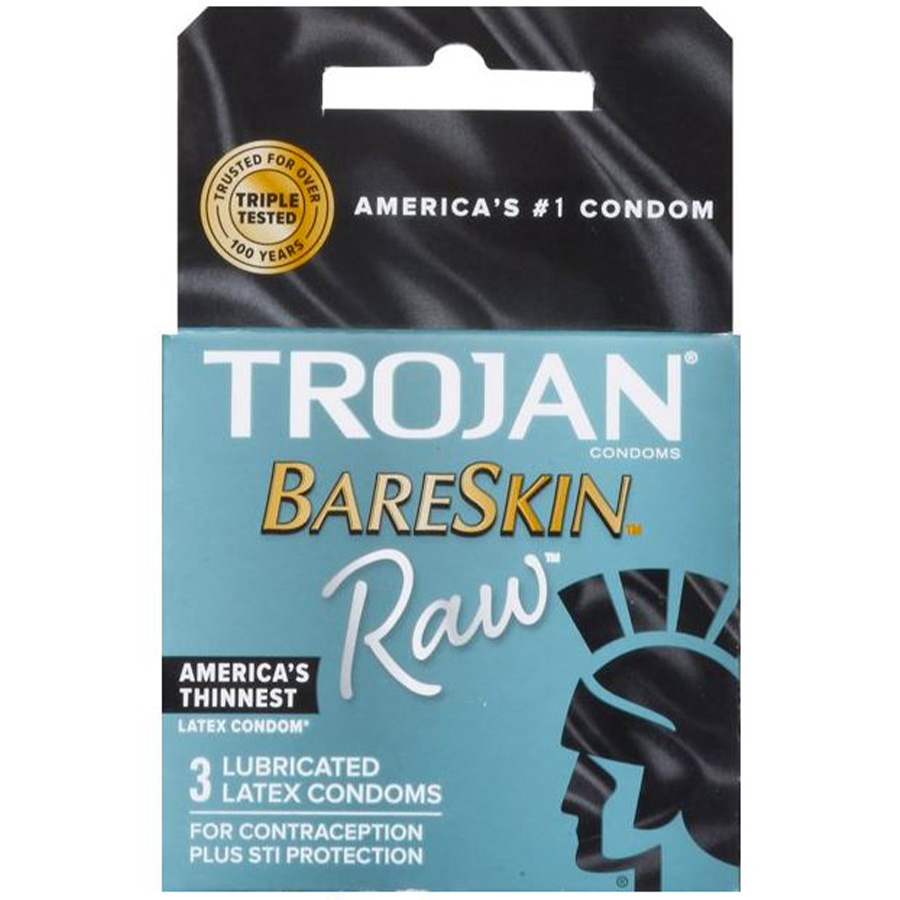 TROJAN CONDOM 3 CT BARE SKIN RAW