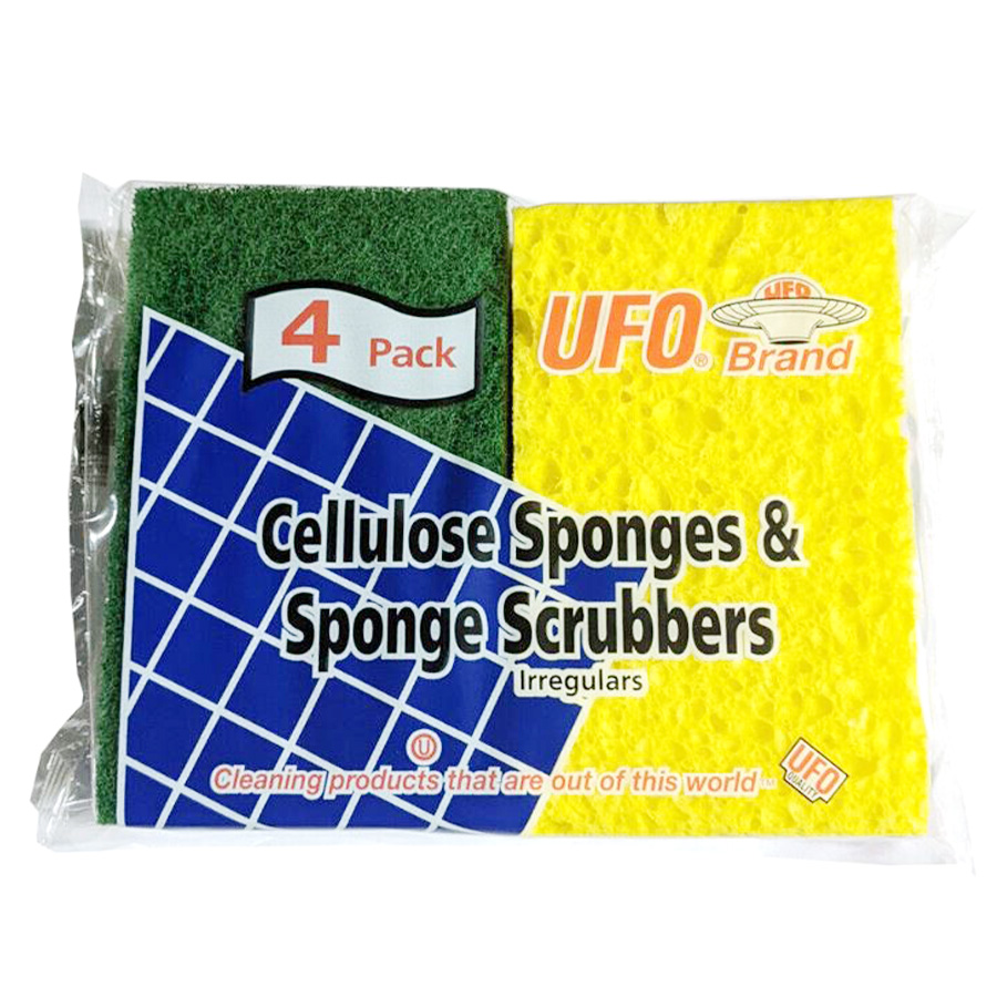 CELLULOSE SPONGE & SCRUBBER 4 PK