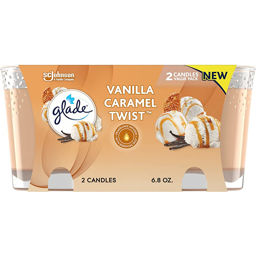 GLADE CANDLE SCENTED 3.4 OZ 2 PK VANILLA CARAMEL