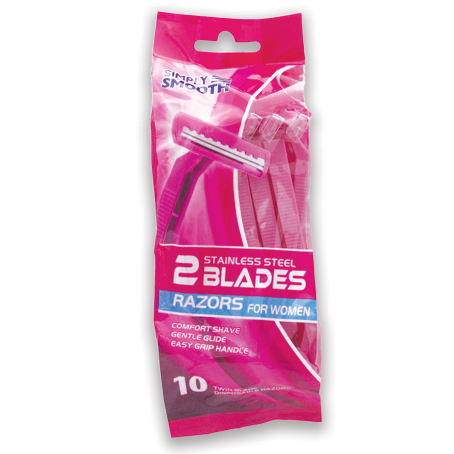 SIMPLY SMOOTH RAZORS FOR WOMEN 10 PK TWIN BLADE