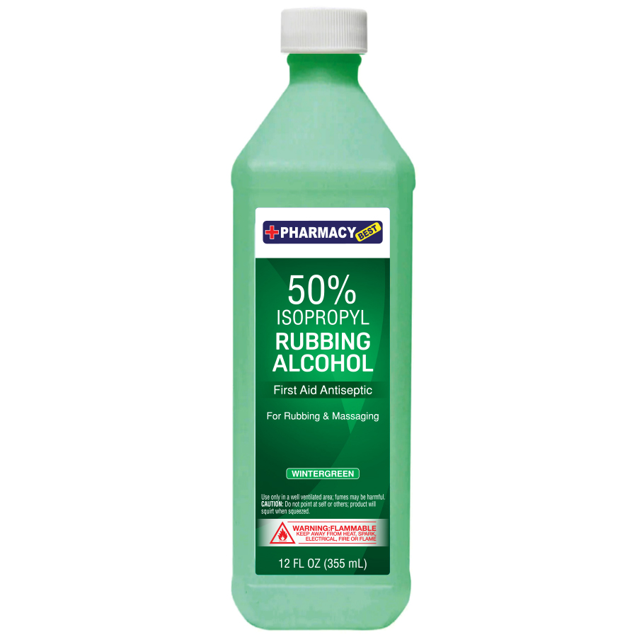 PHARMACY BEST RUBBING ALCOHOL 12 OZ 50% WINTERGREEN