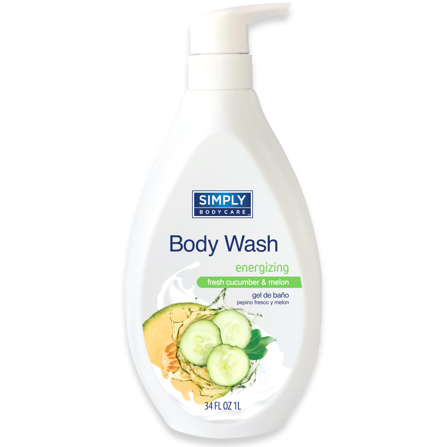 SIMPLY BODYCARE BODY WASH 1 L (34 oz) ENERGIZING CUCUMBER AND GREEN TEA