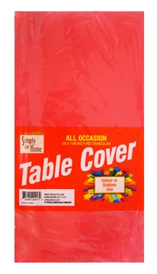 SIMPLY FOR HOME PLASTIC TABLE COVER 54 X 108IN RED