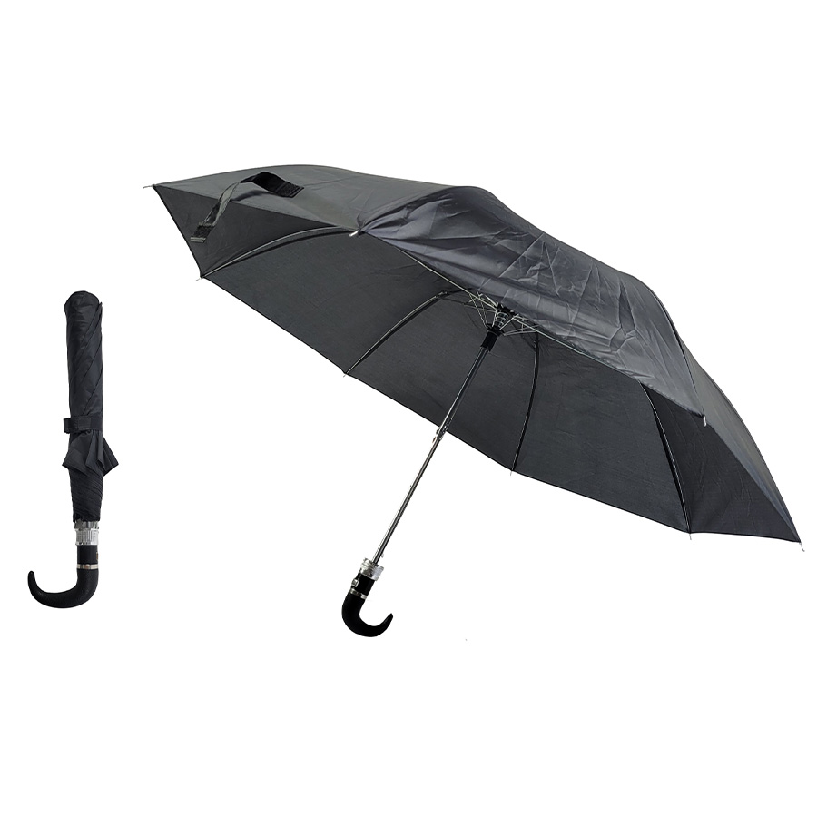SIMPLY FASHIONABLE UMBRELLA 42 IN TWO FOLD CURVED HANDLE BLACK