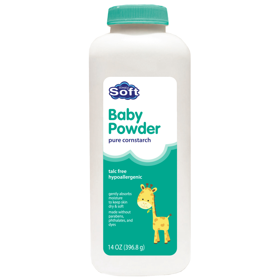 SIMPLY SOFT BABY POWDER 14 OZ CORNSTARCH