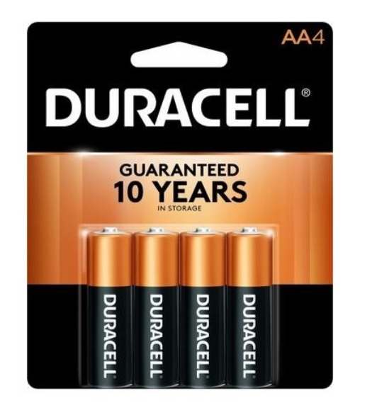 DURACELL BATTERIES AA4 COPPERTOP