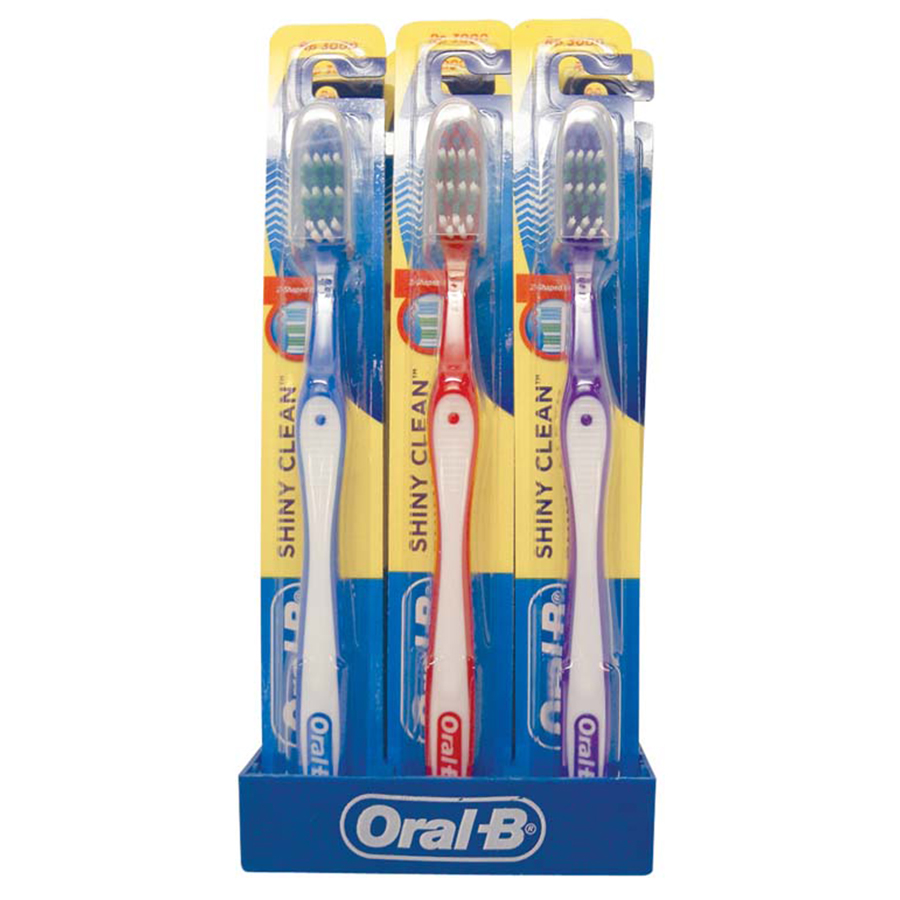 ORAL-B TOOTHBRUSH 1 PK SHINY CLEAN SOFT WITH CAP