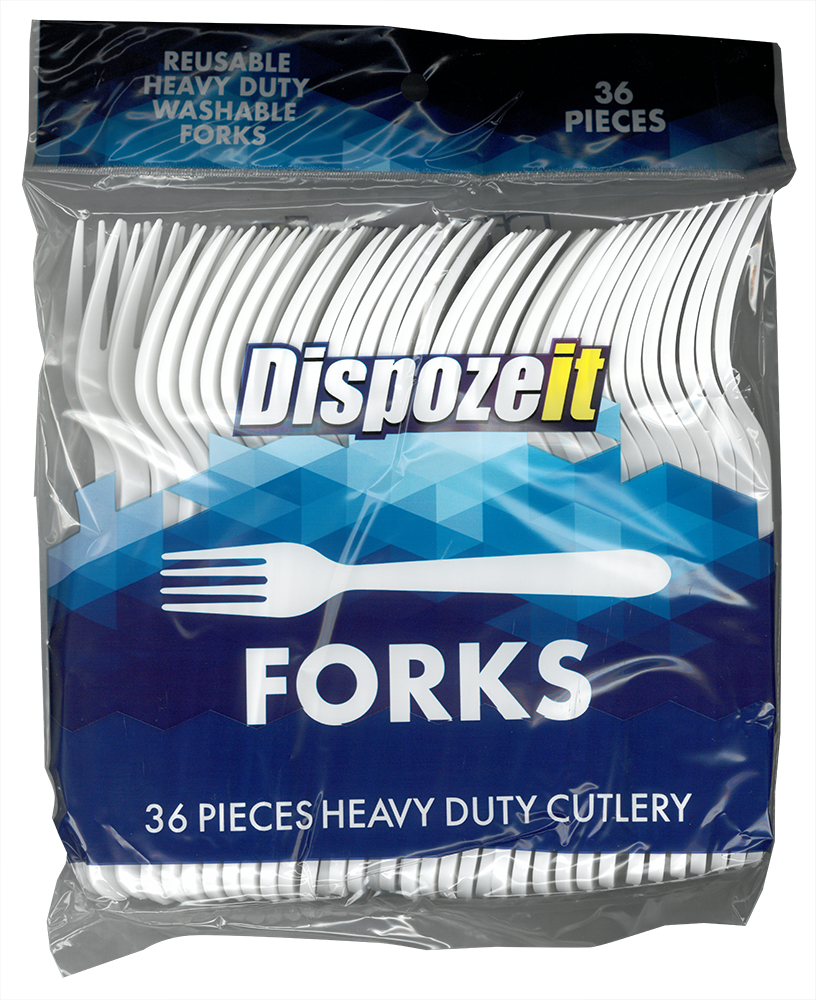 DISPOZEIT PLASTIC CUTLERY 36 CT HEAVY DUTY FORK