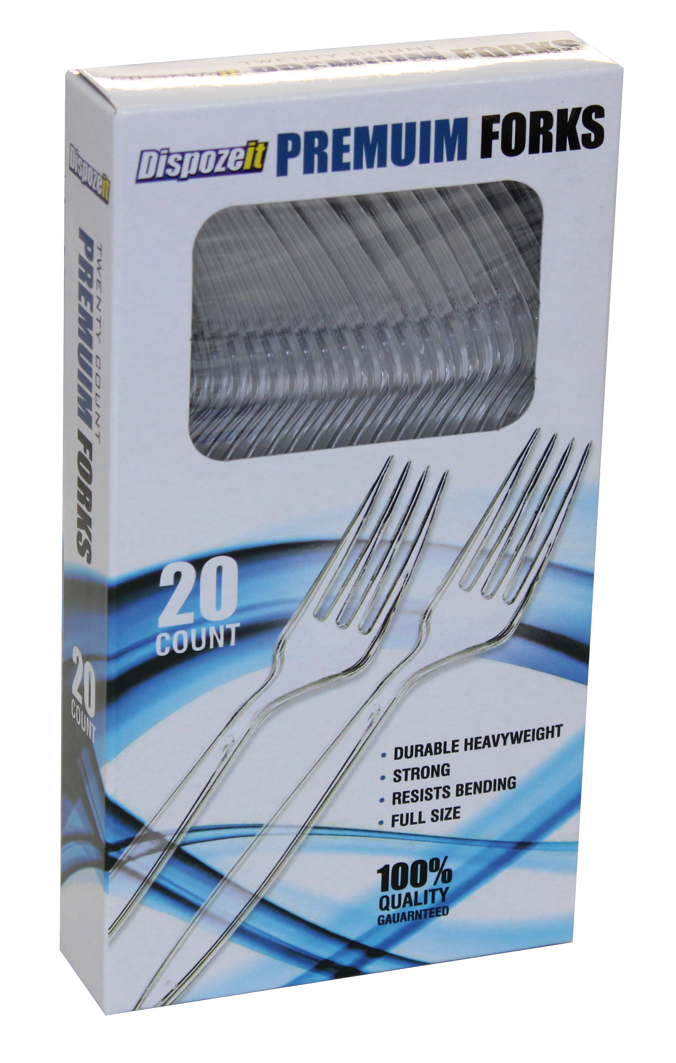 DISPOZEIT PLASTIC CUTLERY 20 CT HEAVY DUTY FORK CLEAR BOXED