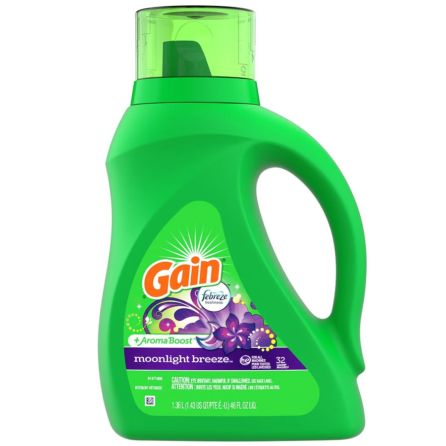 GAIN LIQUID DETERGENT 46 OZ / 1.36 L 2 X MOONLIGHT BREEZE